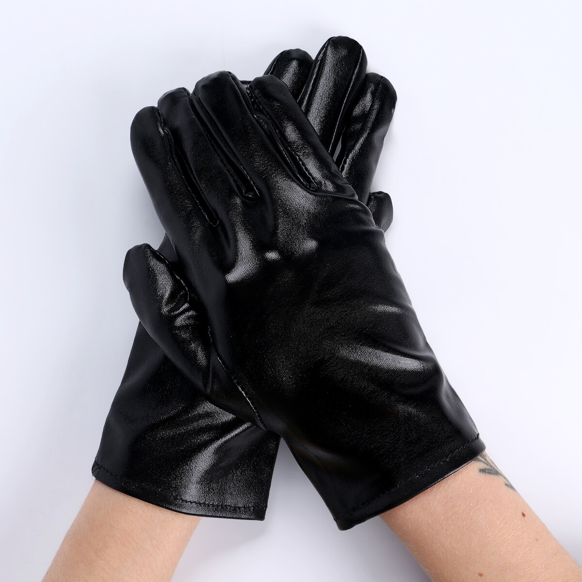 Карнавальный аксессуар- перчатки , цвет черный металлик,искусственная кожа карнавальнеый аксессуар перчатки фуксия металлик искусственная кожа