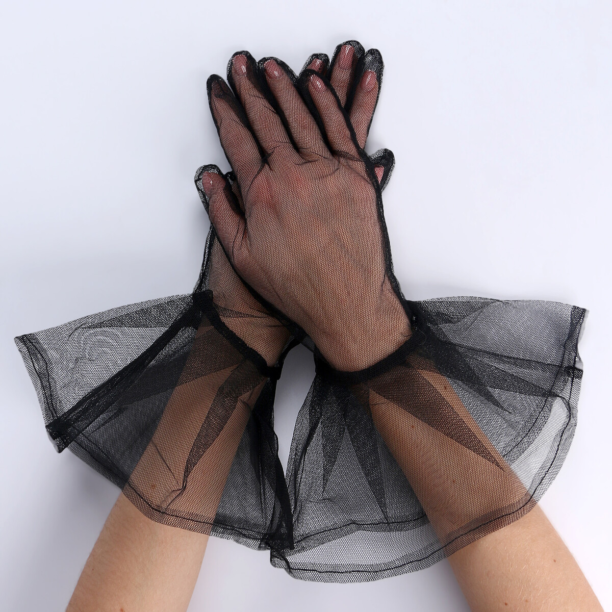 Карнавальный аксессуар- перчатки прозрачные с длинной юбочкой, цвет черный карнавальный аксессуар перчатки прозрачные с юбочкой красный