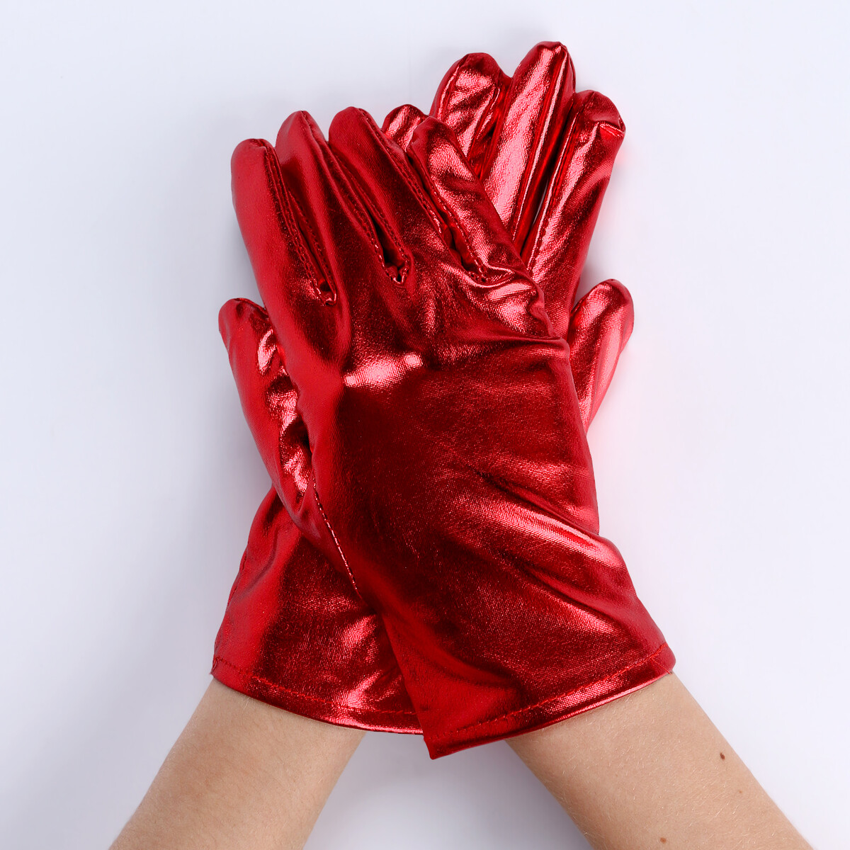 Карнавальный аксессуар- перчатки , цвет красный металлик,искусственная кожа карнавальнеый аксессуар перчатки фуксия металлик искусственная кожа