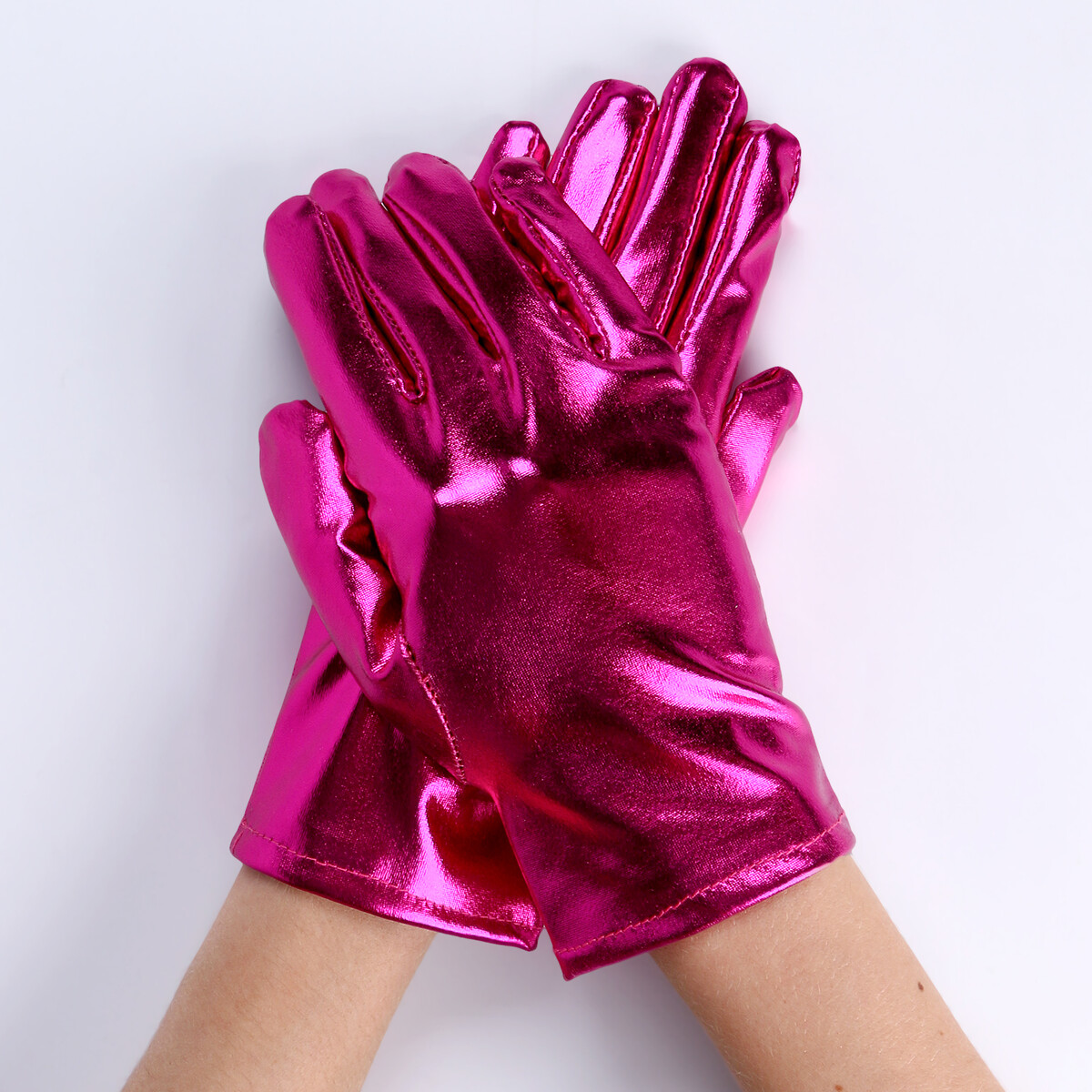 Карнавальный аксессуар- перчатки , цвет фуксия металлик ,искусственная кожа карнавальный аксессуар перчатки металлик искусственная кожа