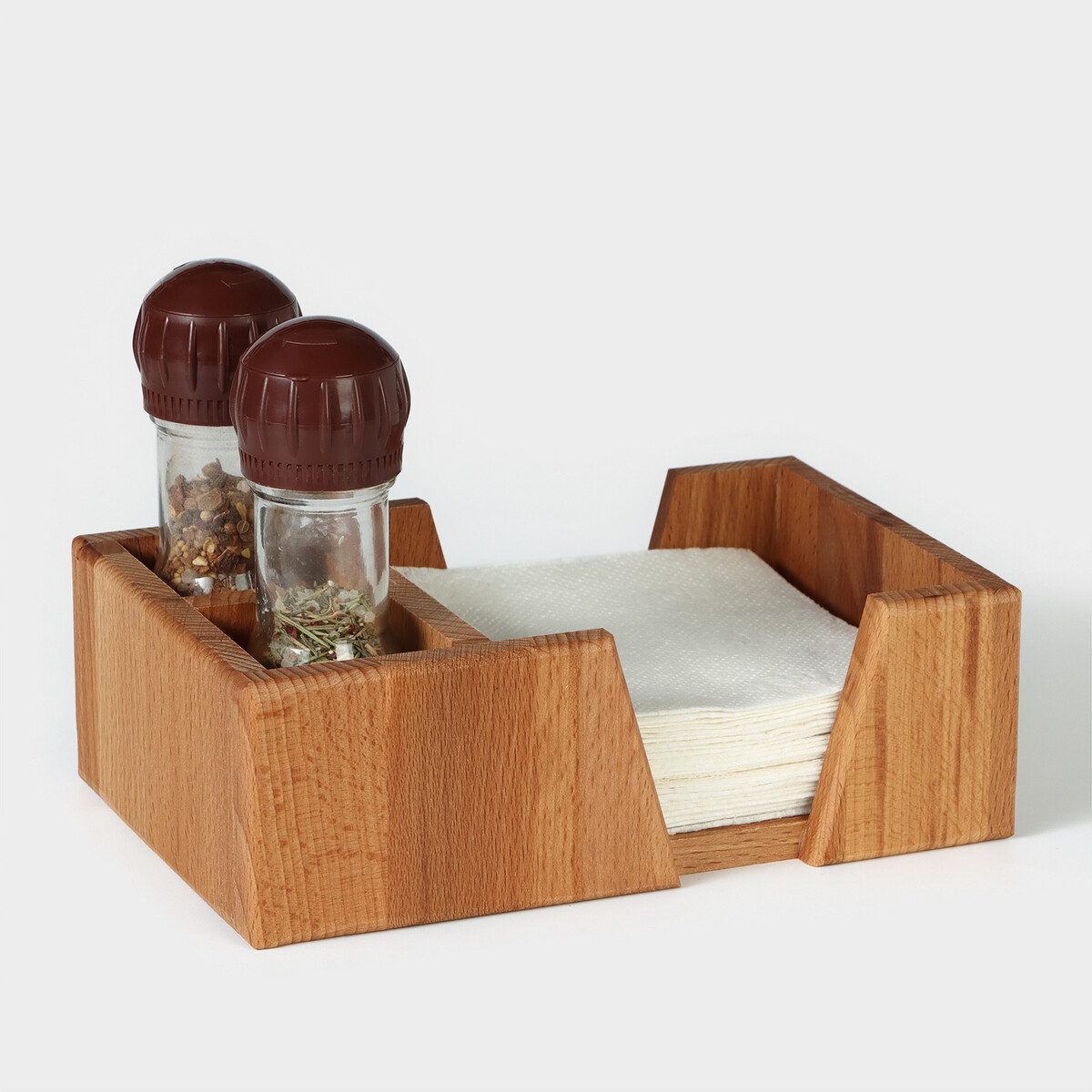 фото Салфетница - органайзер деревянная на 3 отделения adelica, 14×21,5×7 см, бук