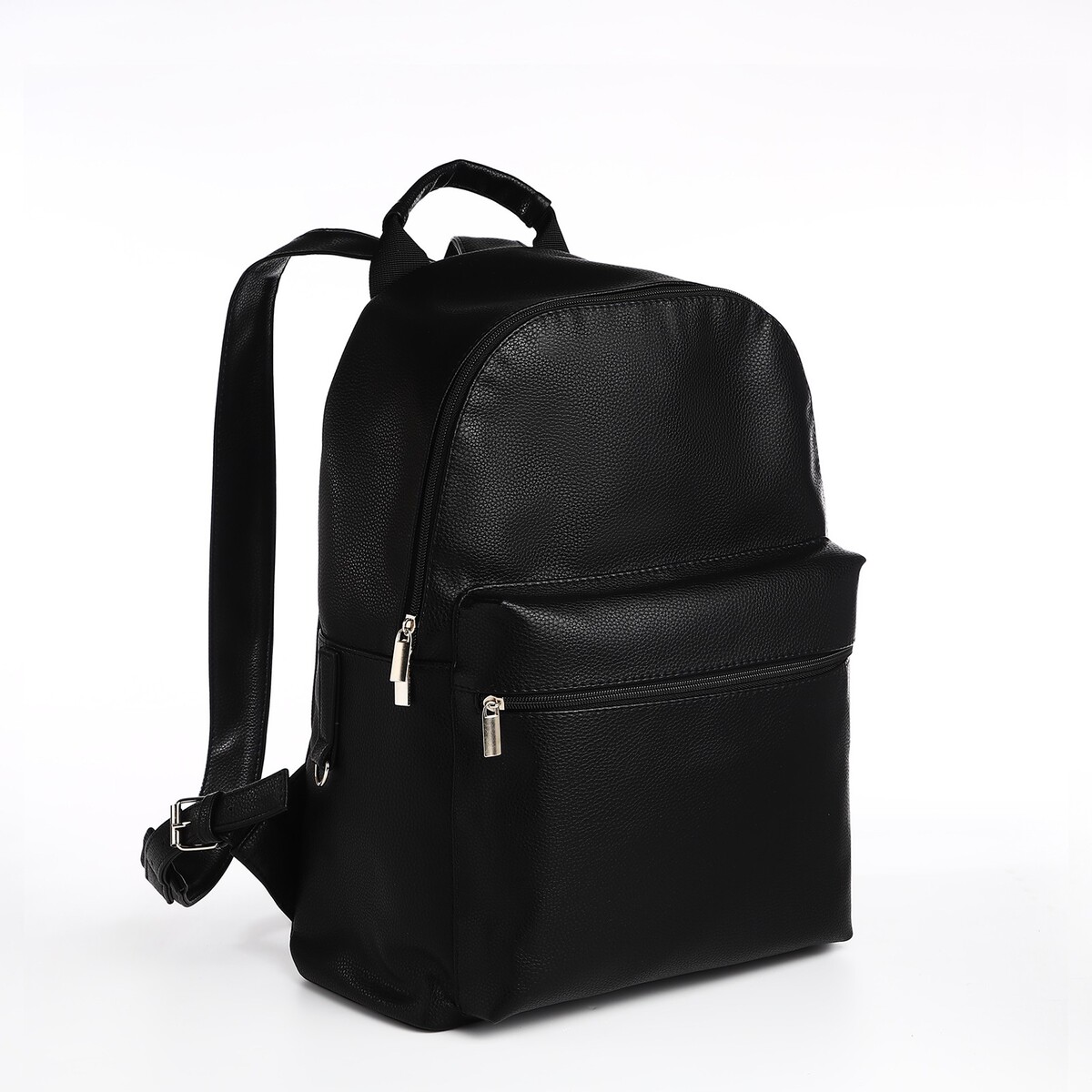 Рюкзак городской, textura из искусственной кожи на молнии, наружный карман, цвет черный