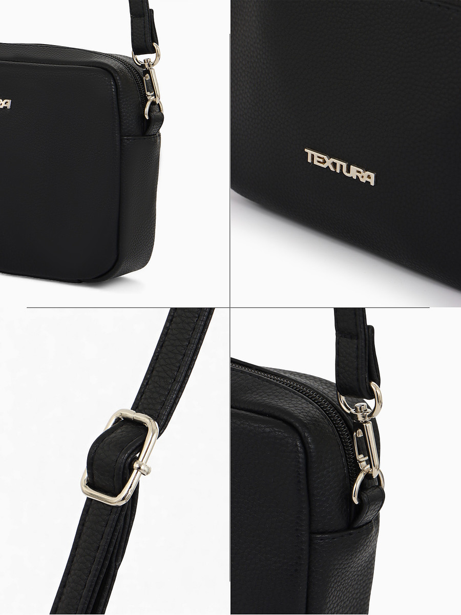 

Сумка женская кросс-боди textura на молнии, 20×7×15 см, черная, Черный