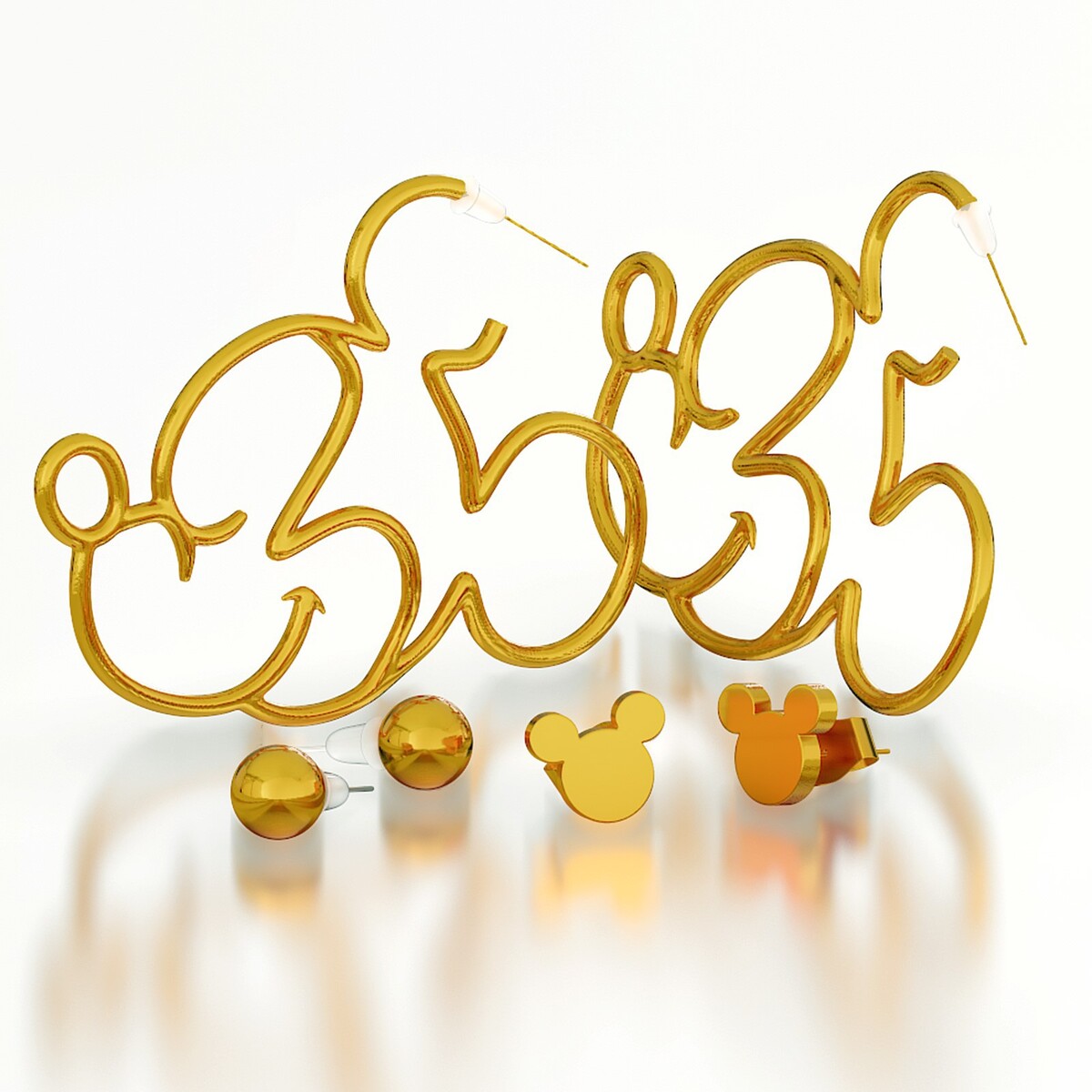 Серьги набор, 3 пары, цвет золотой, минни маус колготки трикотажные для девочек 2 пары в комплекте