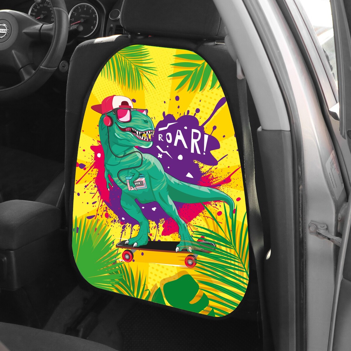 фото Накидка на сиденье автомобильное cartage тираннозавр, пвх, 60 х 45 см, европодвес
