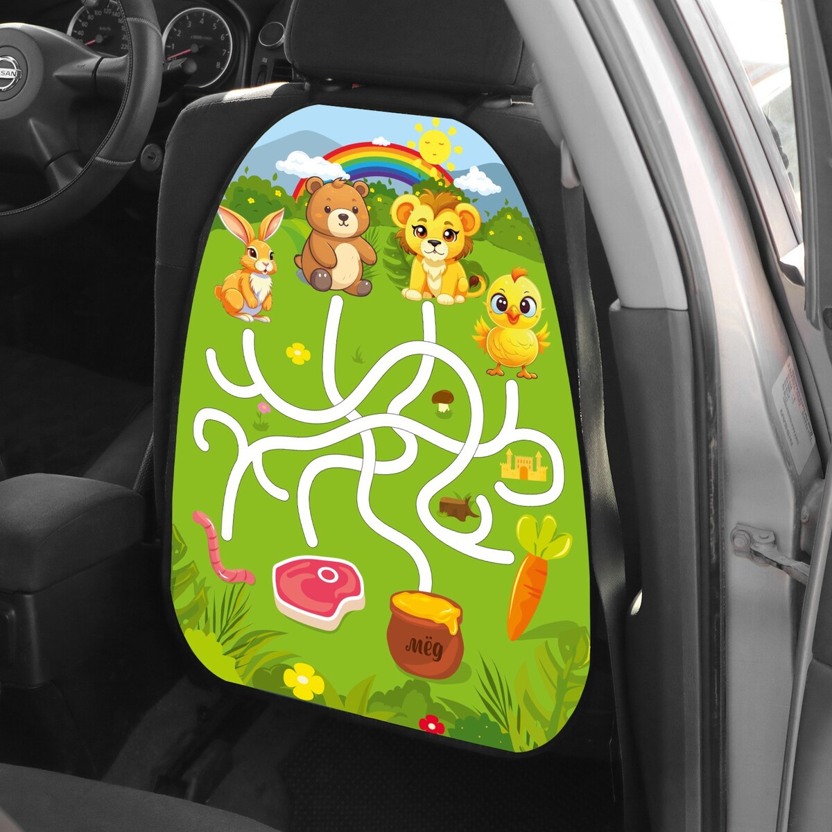 фото Накидка на сиденье автомобильное cartage головоломка, пвх, 60 х 45 см, европодвес
