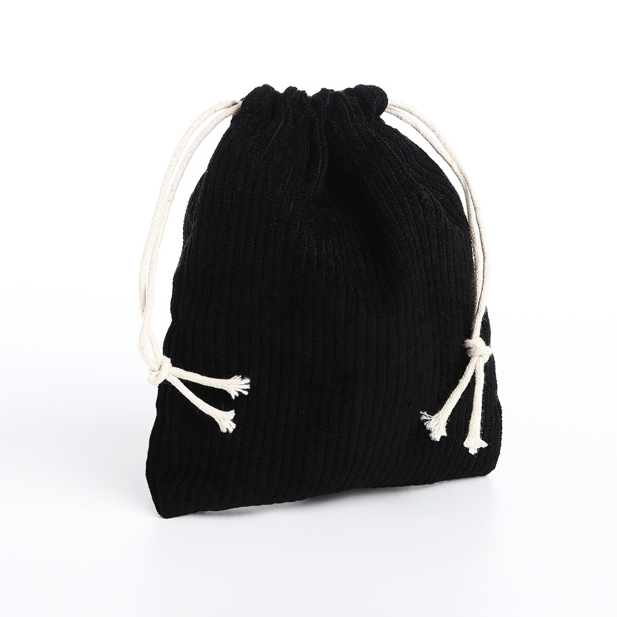Косметичка - мешок с завязками, цвет черный No brand