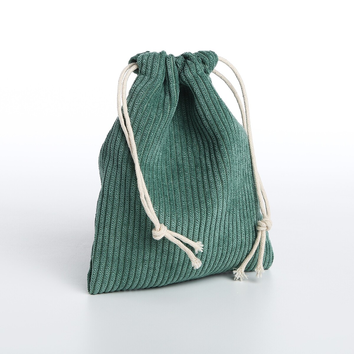Косметичка - мешок с завязками, цвет зеленый