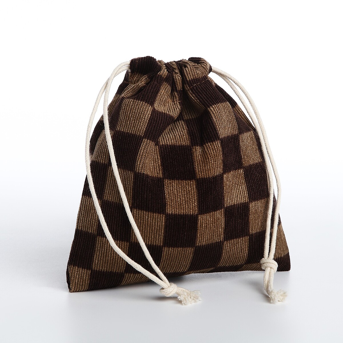 Косметичка - мешок с завязками, цвет коричневый No brand