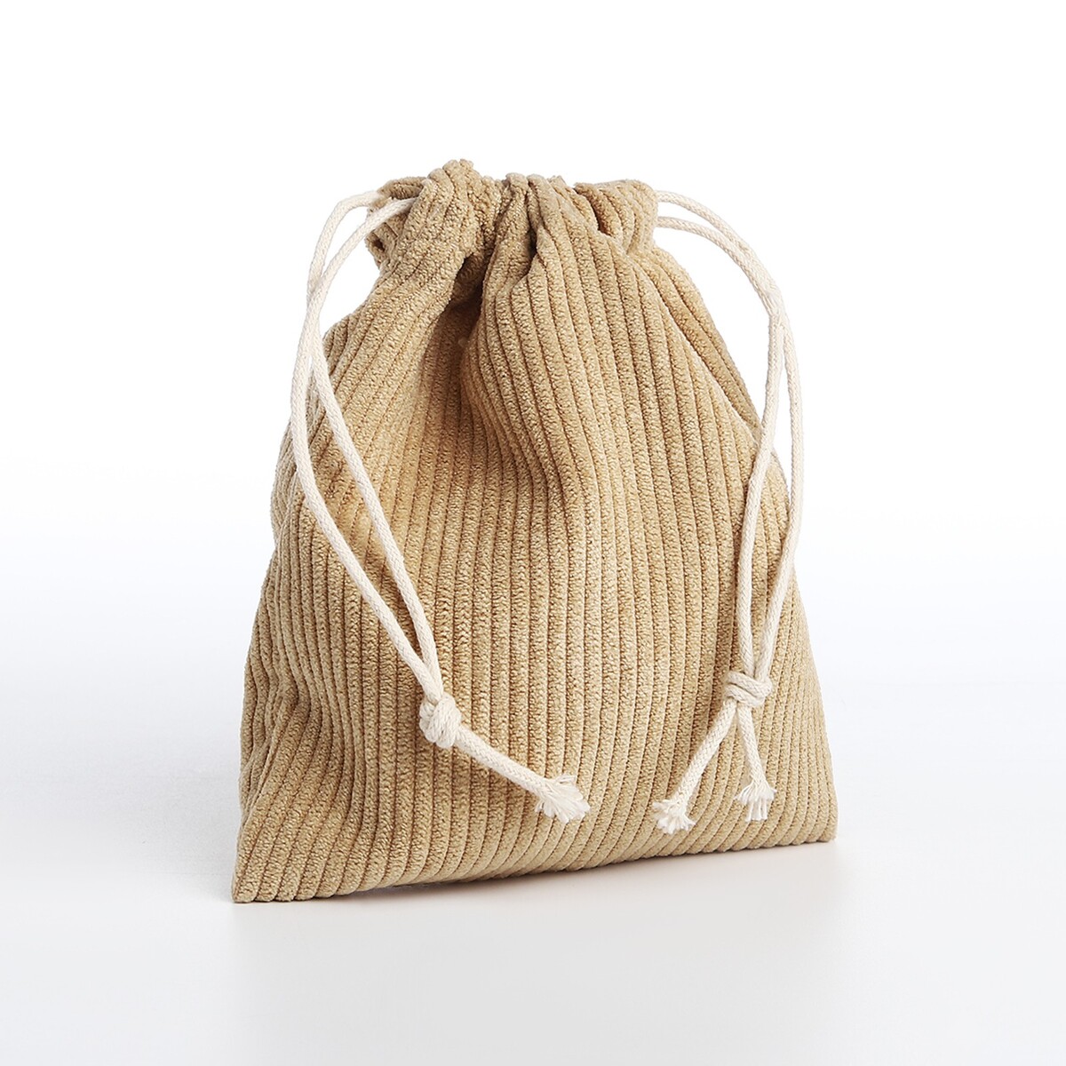 Косметичка - мешок с завязками, цвет бежевый сумка женская мешок на молнии бежевый