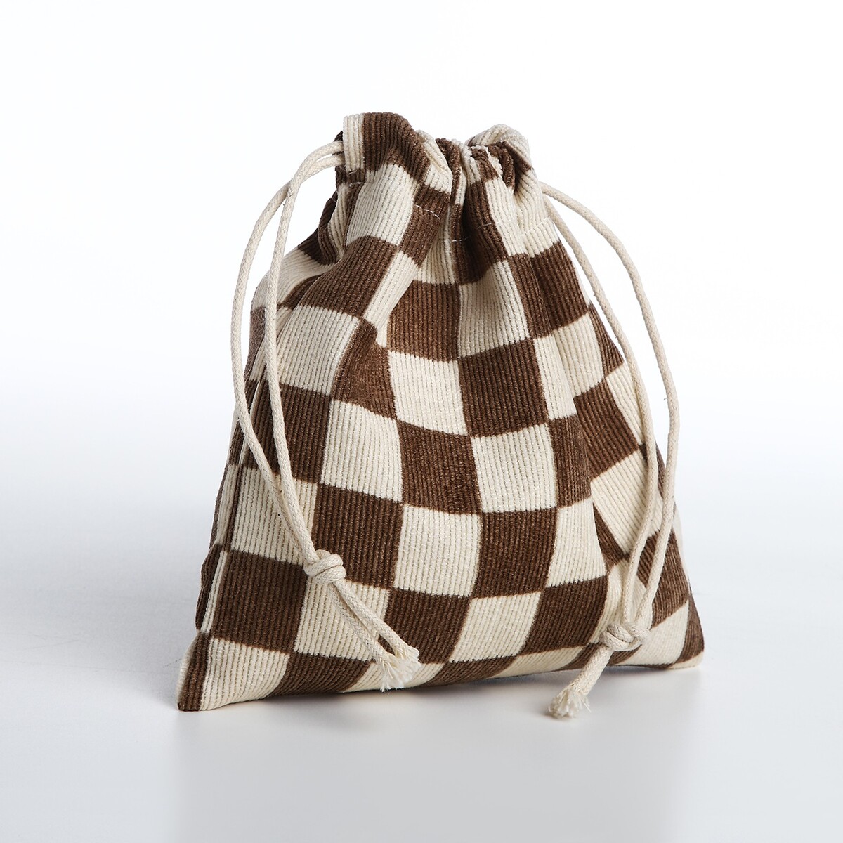 Косметичка - мешок с завязками, цвет бежевый/коричневый сумка женская textura мешок большой размер бежевый