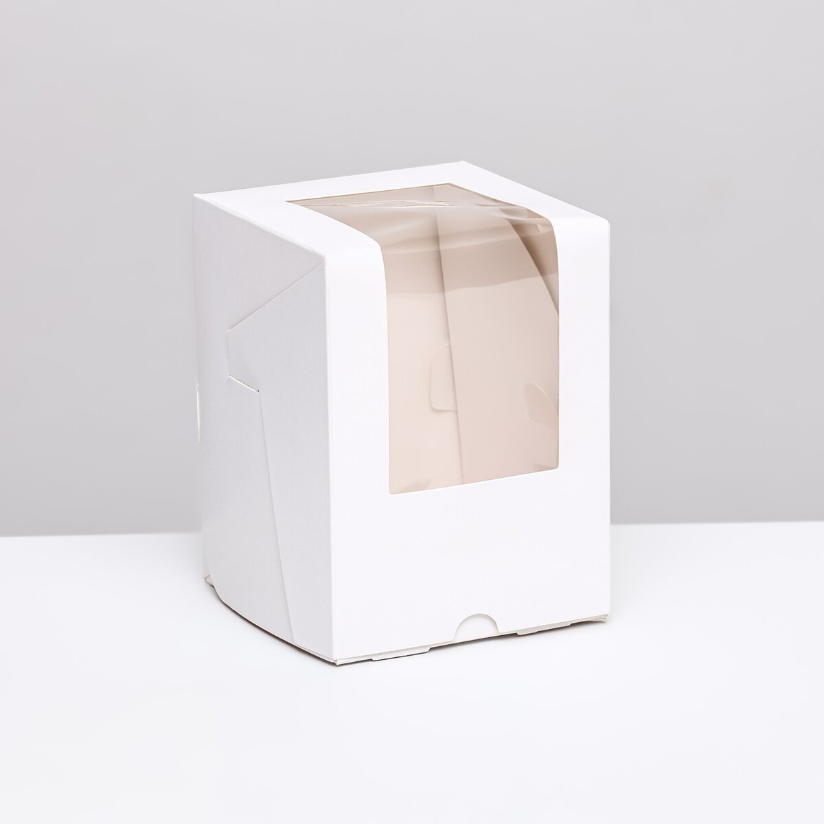 Упаковка под один капкейк с окном, белая, 12,5 х 9,5 х 9,5 см No brand, цвет белый