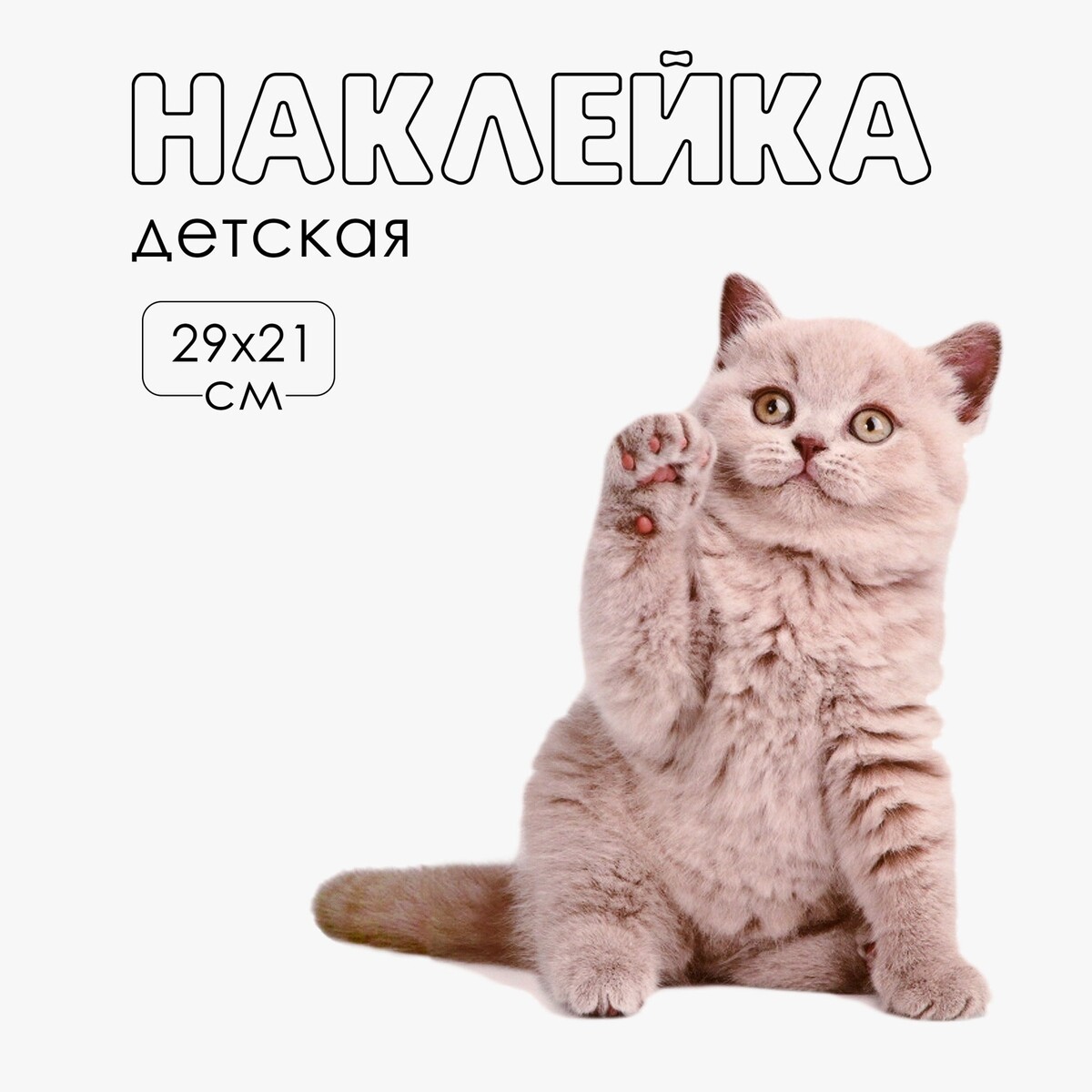 Наклейка 3д интерьерная котик 29*21см TAKE IT EASY