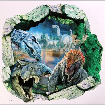 Наклейка 3д интерьерная динозавры 50*50с