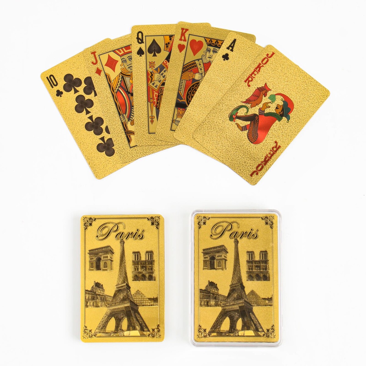 Карты игральные пластиковые paris, 54 шт, 33 мкм, 8.7 х 5.7 см, золото игральные карты