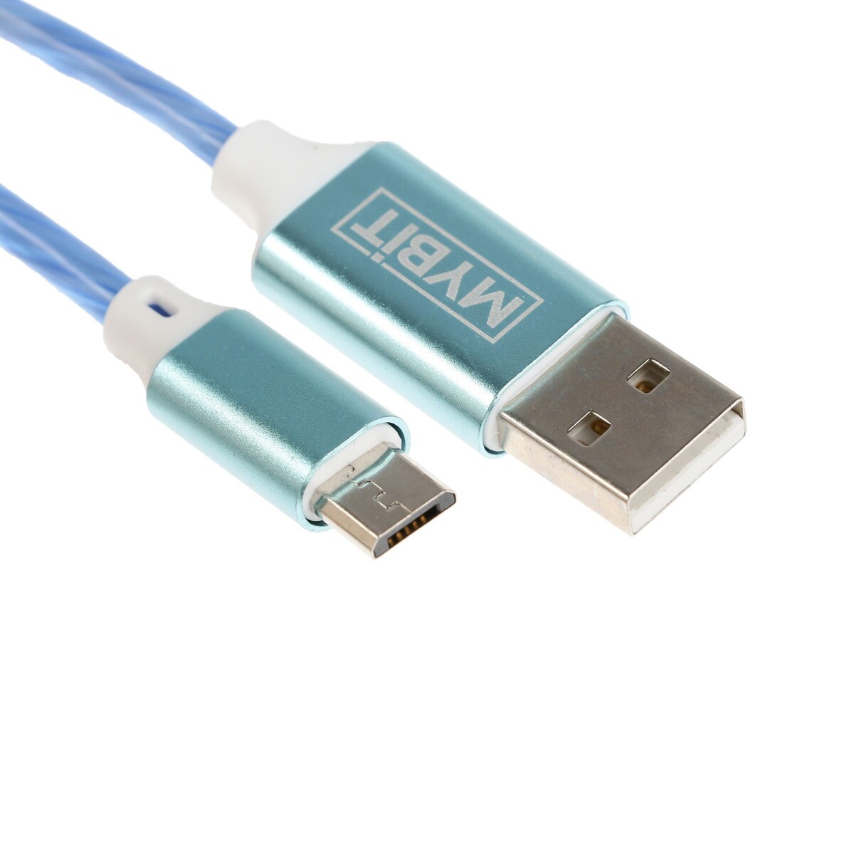 фото Кабель mybit, microusb - usb, динамическая led подсветка, 2 а, 1 м, только зарядка