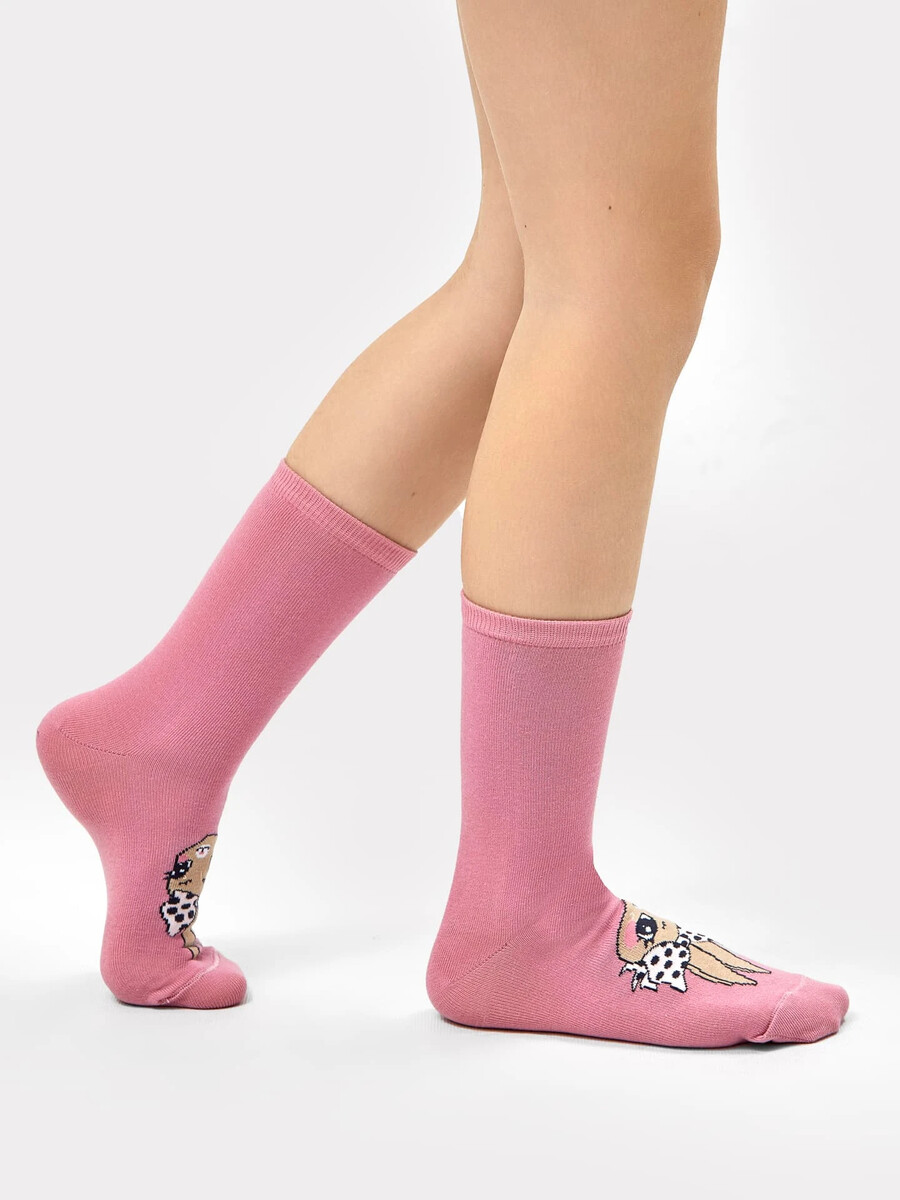 Детские носки в розовом цвете с рисунком