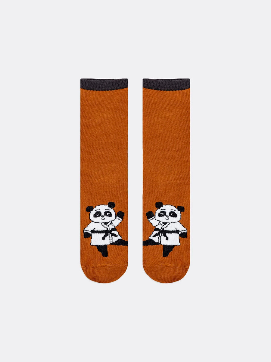 фото Детские носки в коричневом цвете с рисунком в виде панд mark formelle