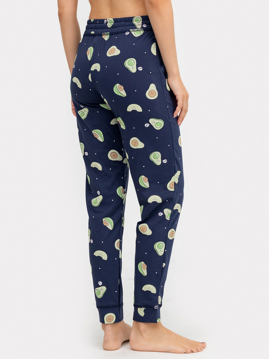 фото Брюки женские домашние в темно-синем цвете с авокадо mark formelle