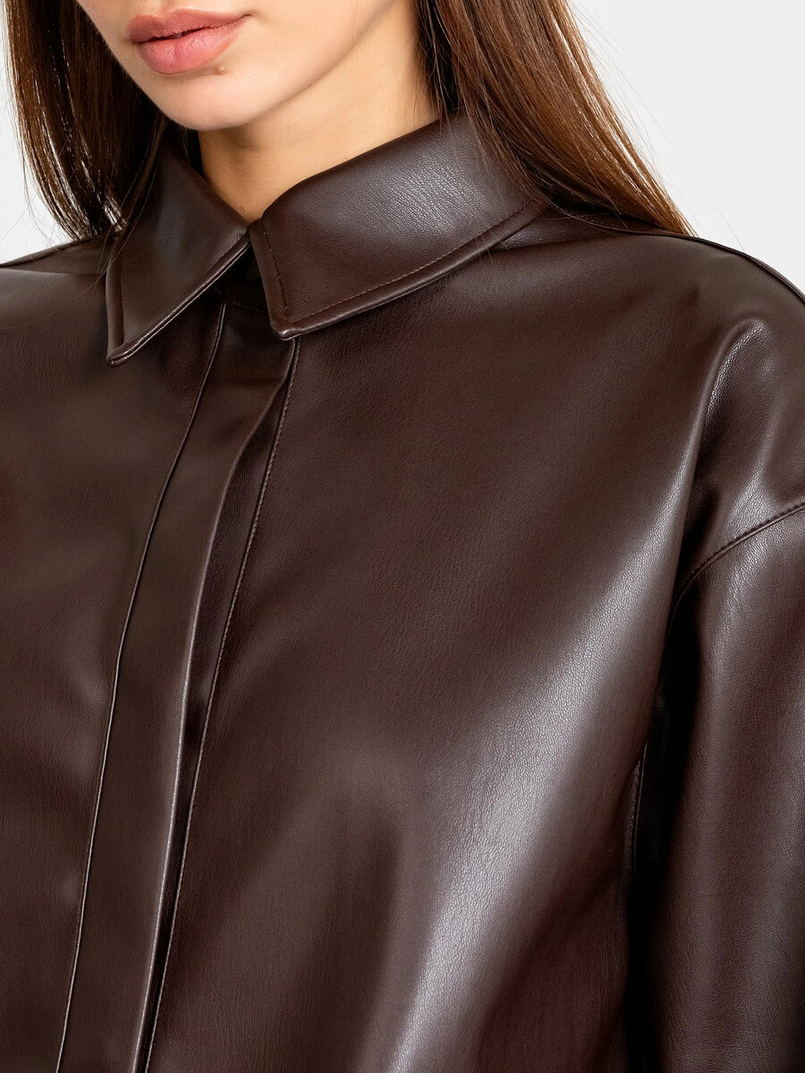 Жакет женский из экокожи в шоколадно-коричневом оттенке Mark Formelle 07623176 - фото 4