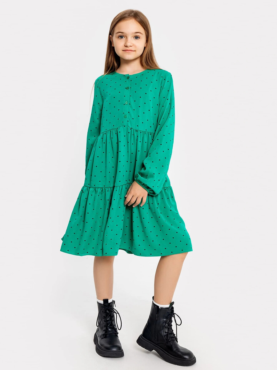 Платье для девочек зеленое с сердечками Mark Formelle