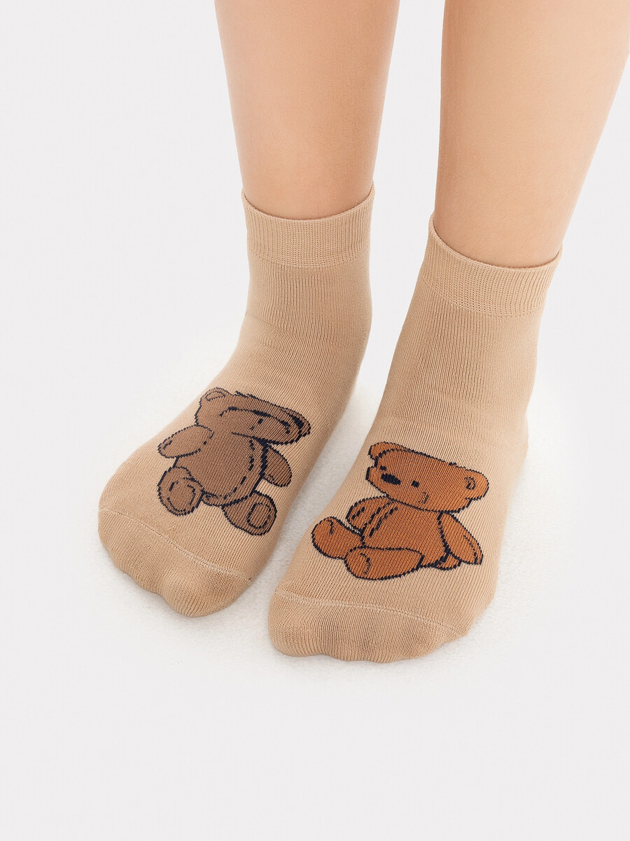 фото Носки детские коричневые с рисунком в виде медвежат mark formelle