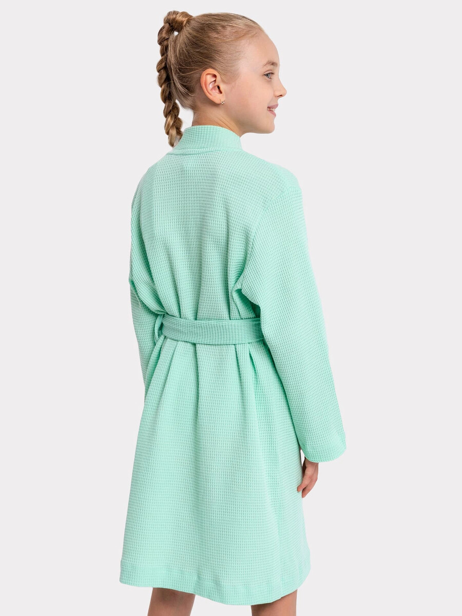 фото Вафельный халат для девочек в мятно-зеленом оттенке mark formelle