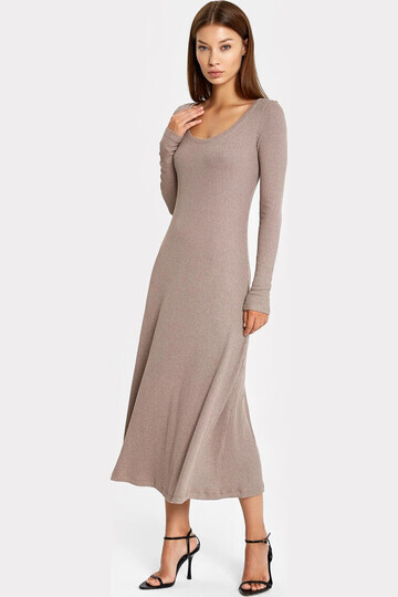 Платье женское макси бежевого цвета