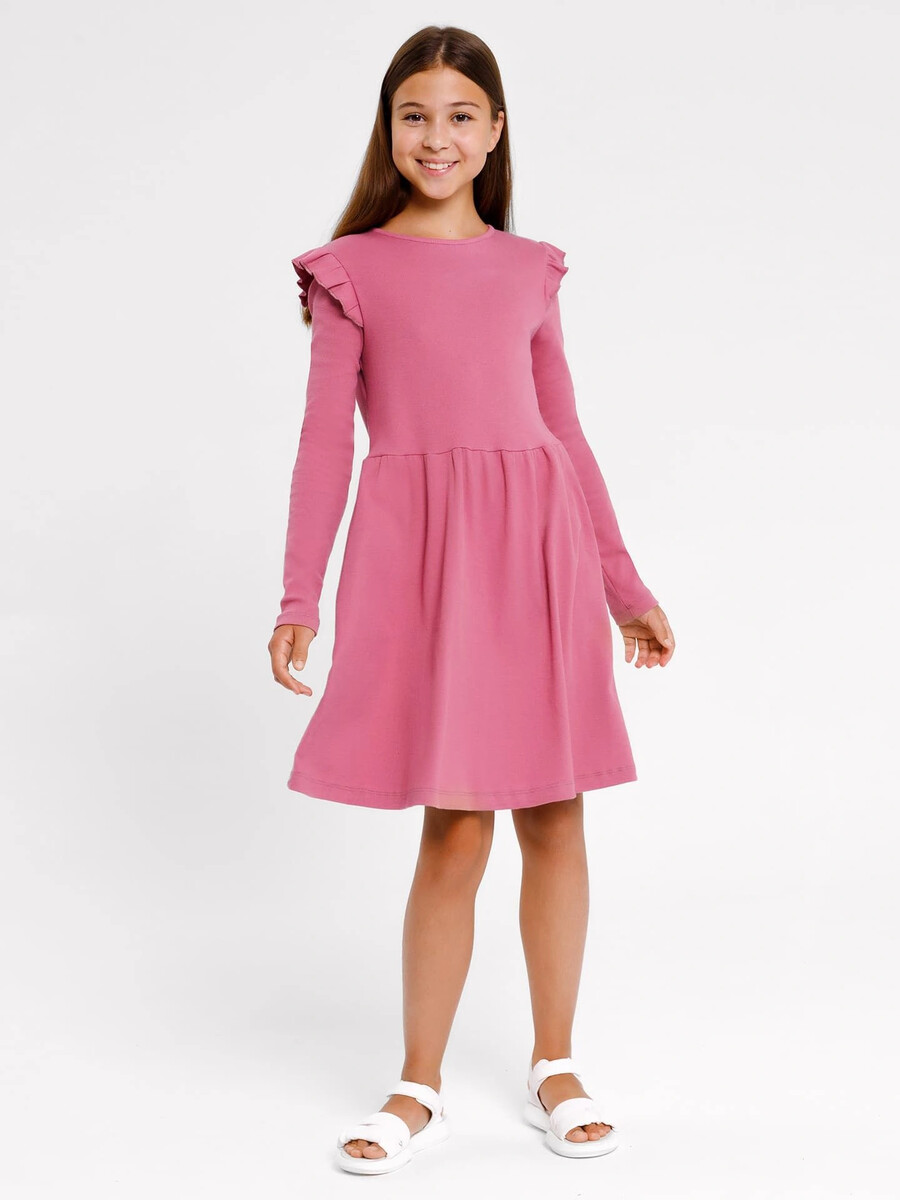 Платье для девочек с декоративными крылышками в розовом оттенке