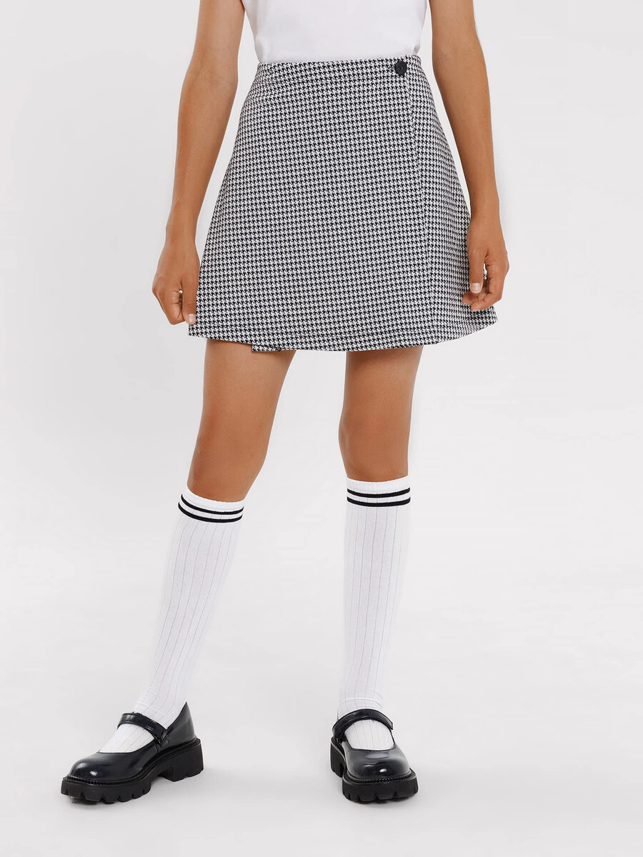 Юбка мини черно-белого цвета с паттерном юбка женская мини серая с паттерном