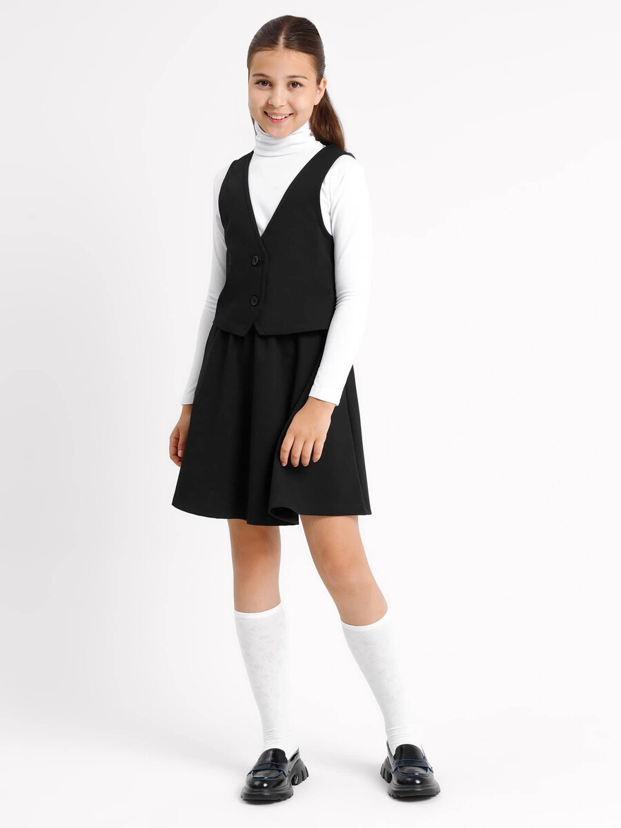 фото Укороченный жилет для девочек в черном цвете mark formelle