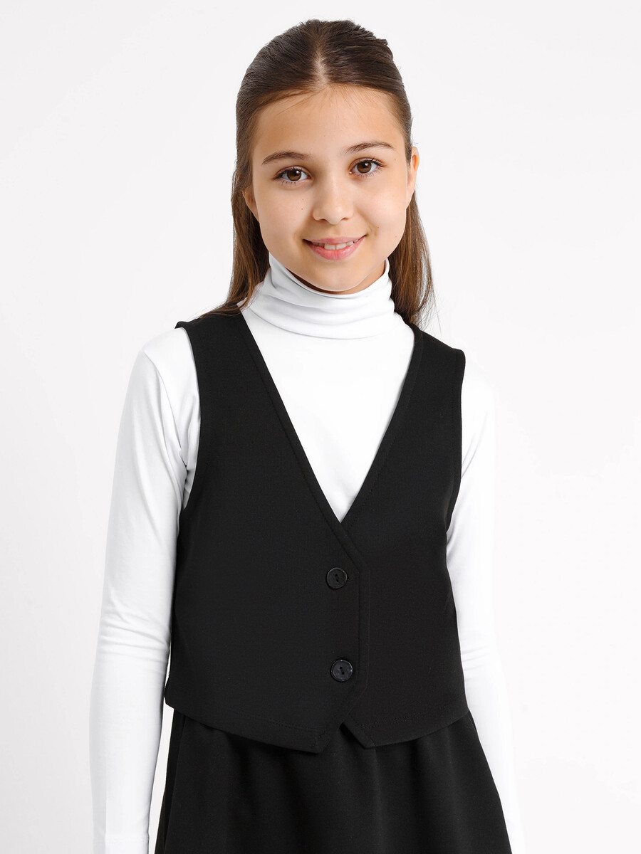 Укороченный жилет для девочек в черном цвете укороченный свитшот для девочек