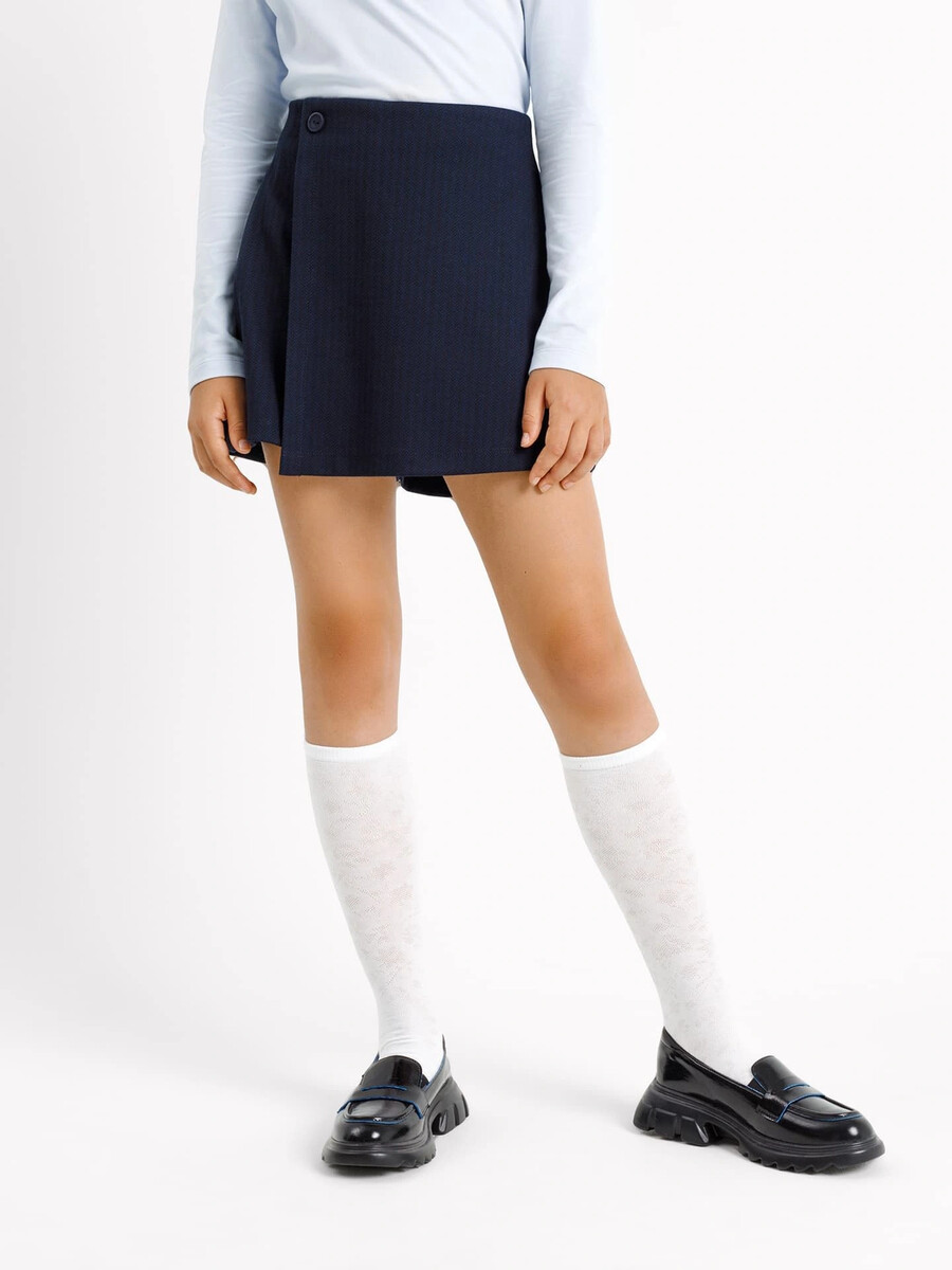 Шорты для девочек с паттерном черно-синяя Mark Formelle, размер рост 152 см, цвет черно -синяя елочка 07624456 - фото 2