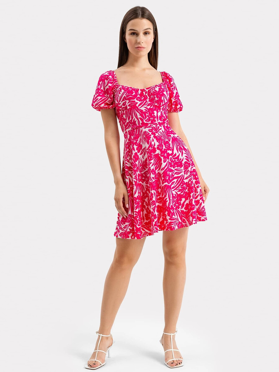 Платье женское ярко-розовое с принтом в виде цветов кукла анастасия розовое лето кукла пластмассовая весна в3983 о