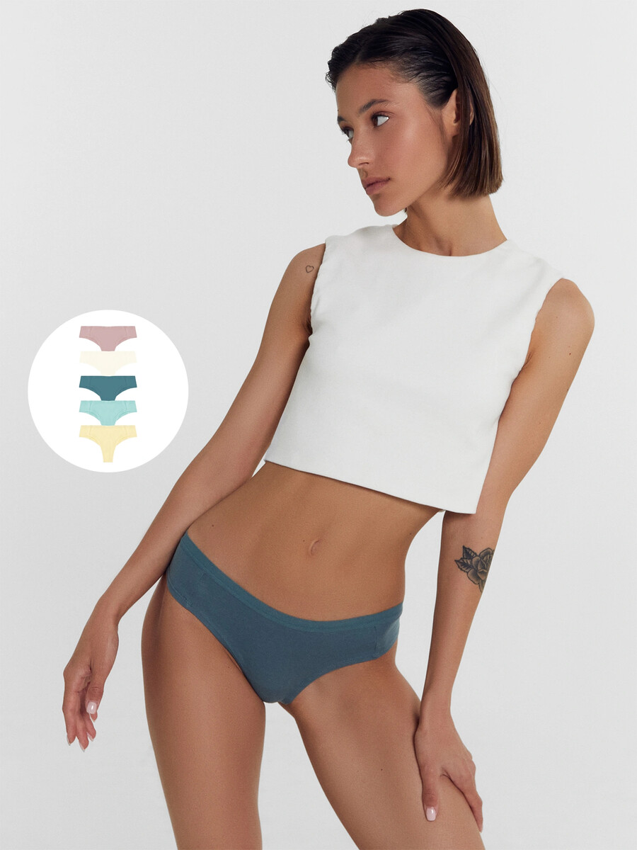 

Трусы женские (5шт.), Зеленый;серо -зеленый