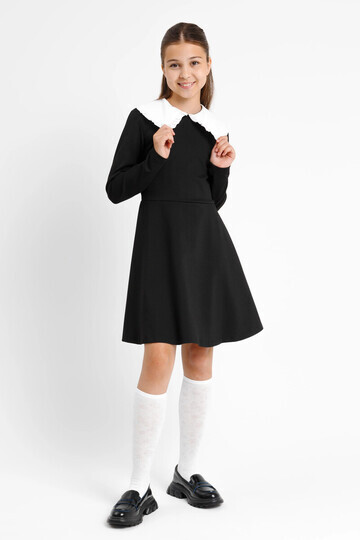 Платье для девочек в черном цвете с белы