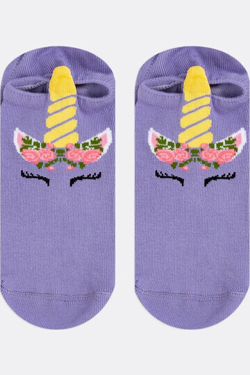Носки детские короткие фиолетовые с рису