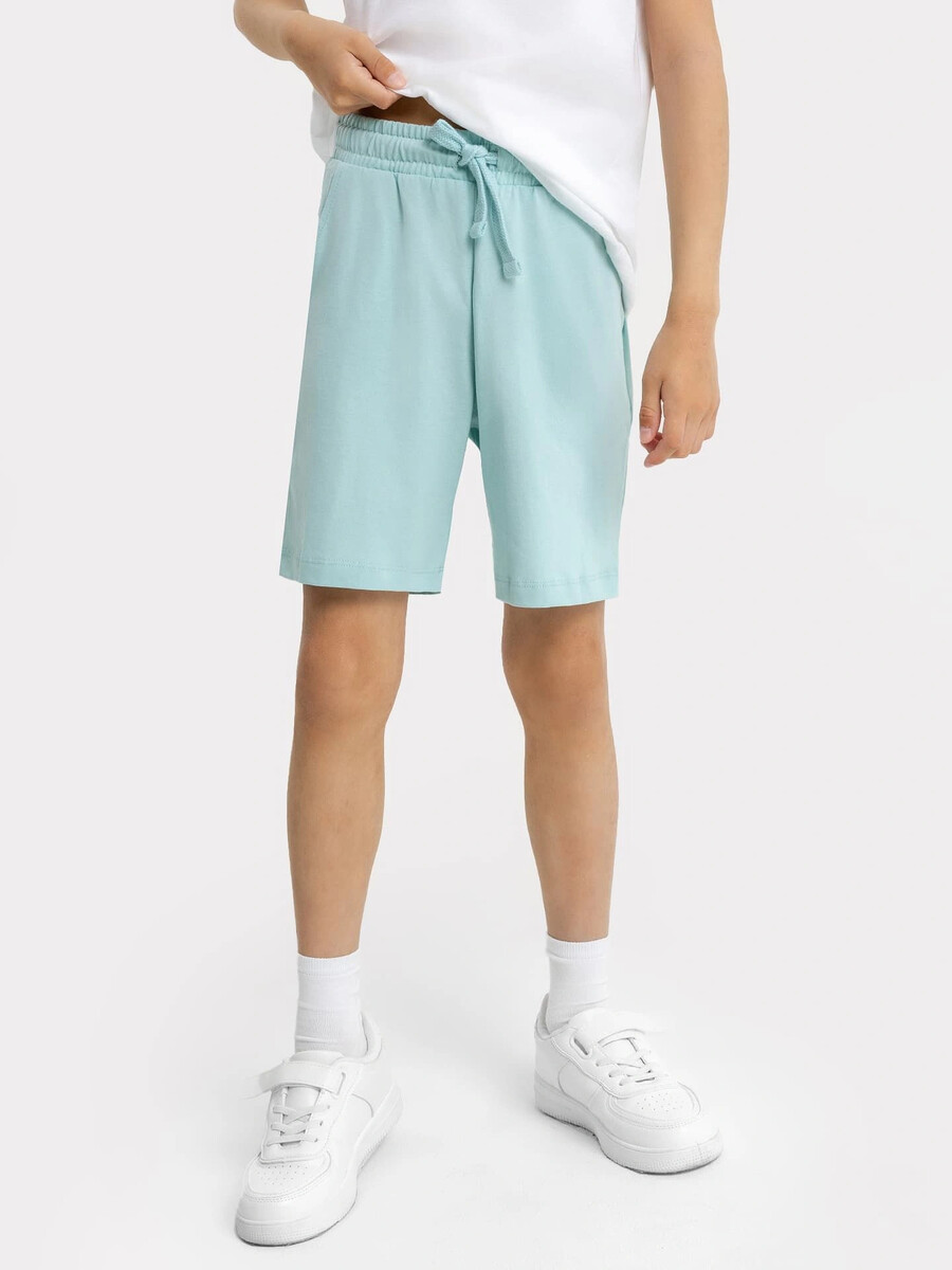 фото Хлопковые прямые шорты лазурного оттенка для мальчиков mark formelle
