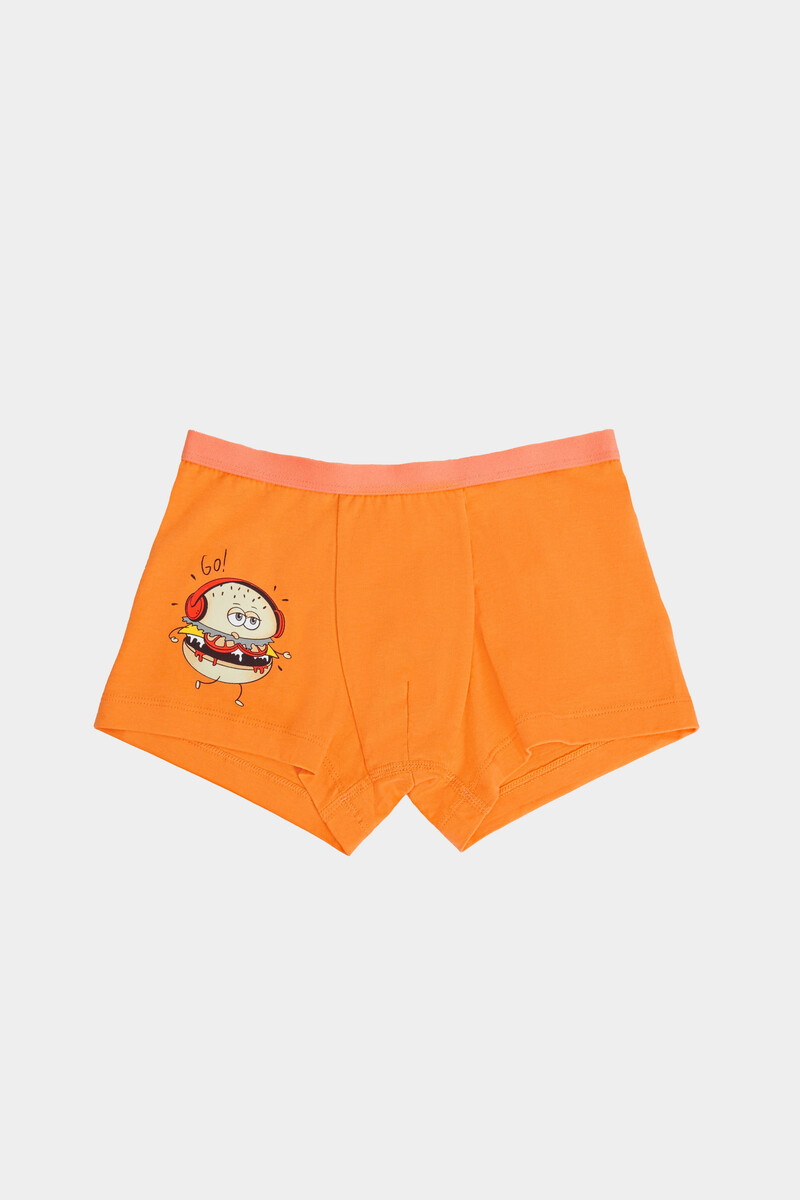 Трусы-боксеры для мальчиков в оранжевом цвете с принтом