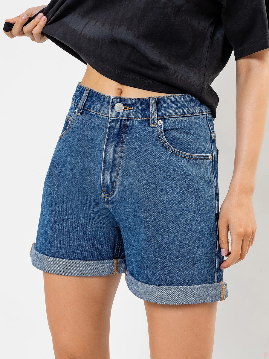 Шорты женские джинсовые мини в синем оттенке шорты текстильные джинсовые для мальчиков