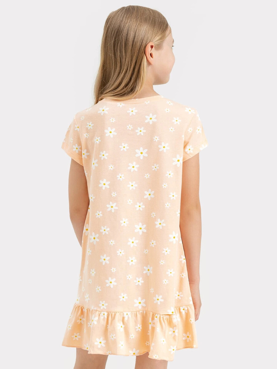 Сорочка ночная для девочек бежевая с текстом и рисунком в виде ромашек Mark Formelle, цвет белые ромашки 07624868 - фото 3
