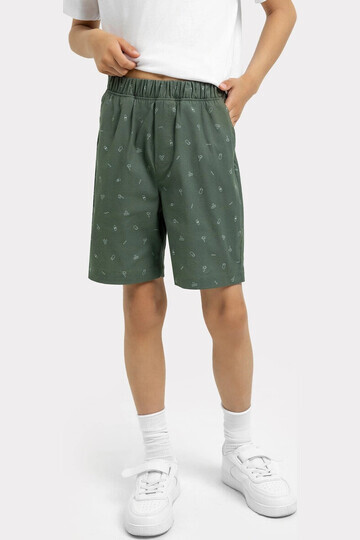 Тканевые шорты для мальчиков зеленые с п
