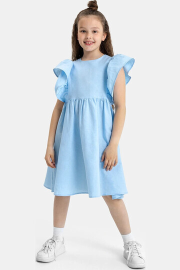 Платье для девочек в голубом оттенке с д
