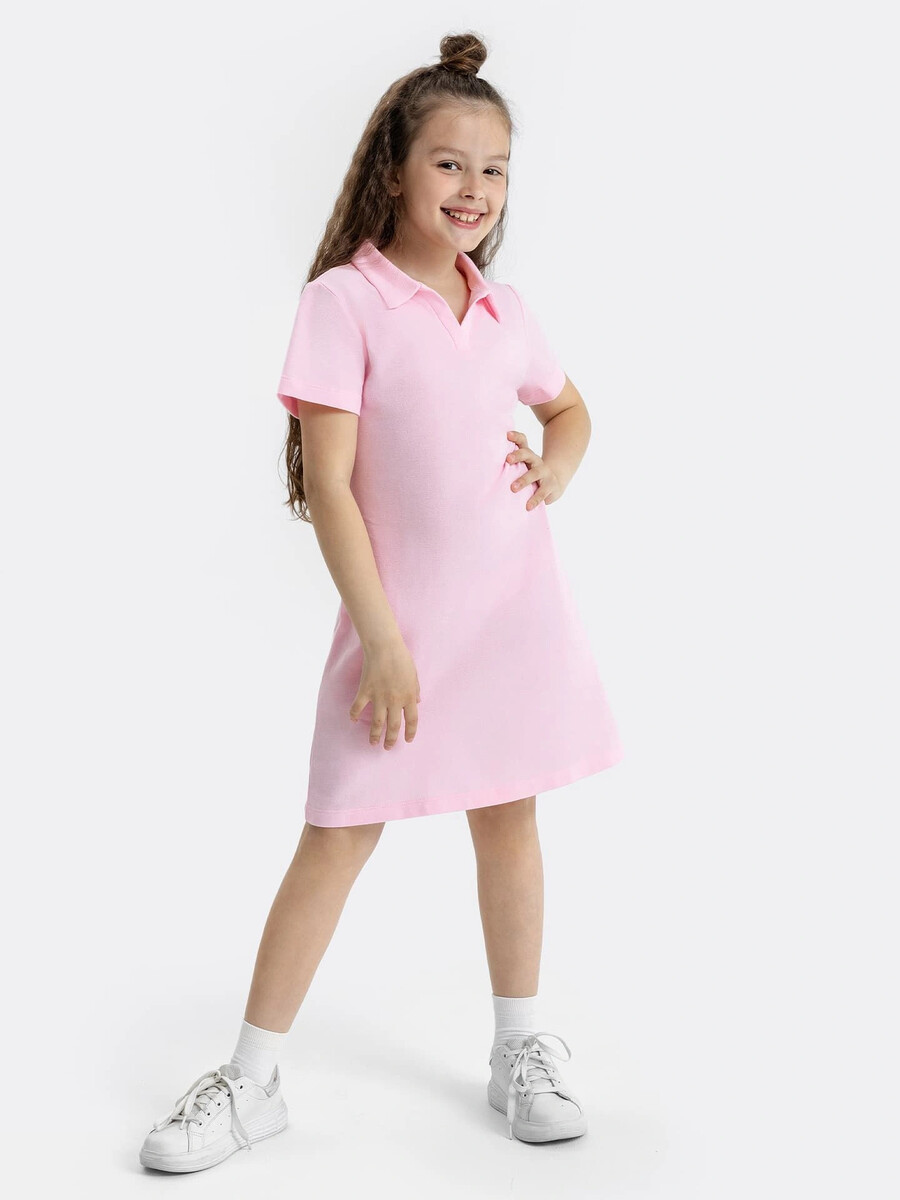 фото Прямое платье розового цвета с воротником для девочек mark formelle