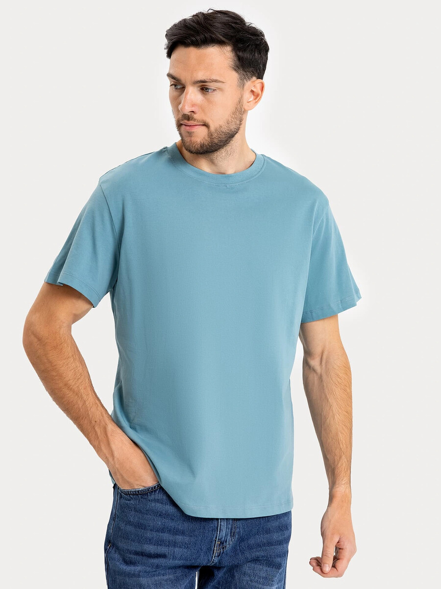 Футболка мужская базовая в оттенке морской волны футболка мужская базовая в светло голубом оттенке