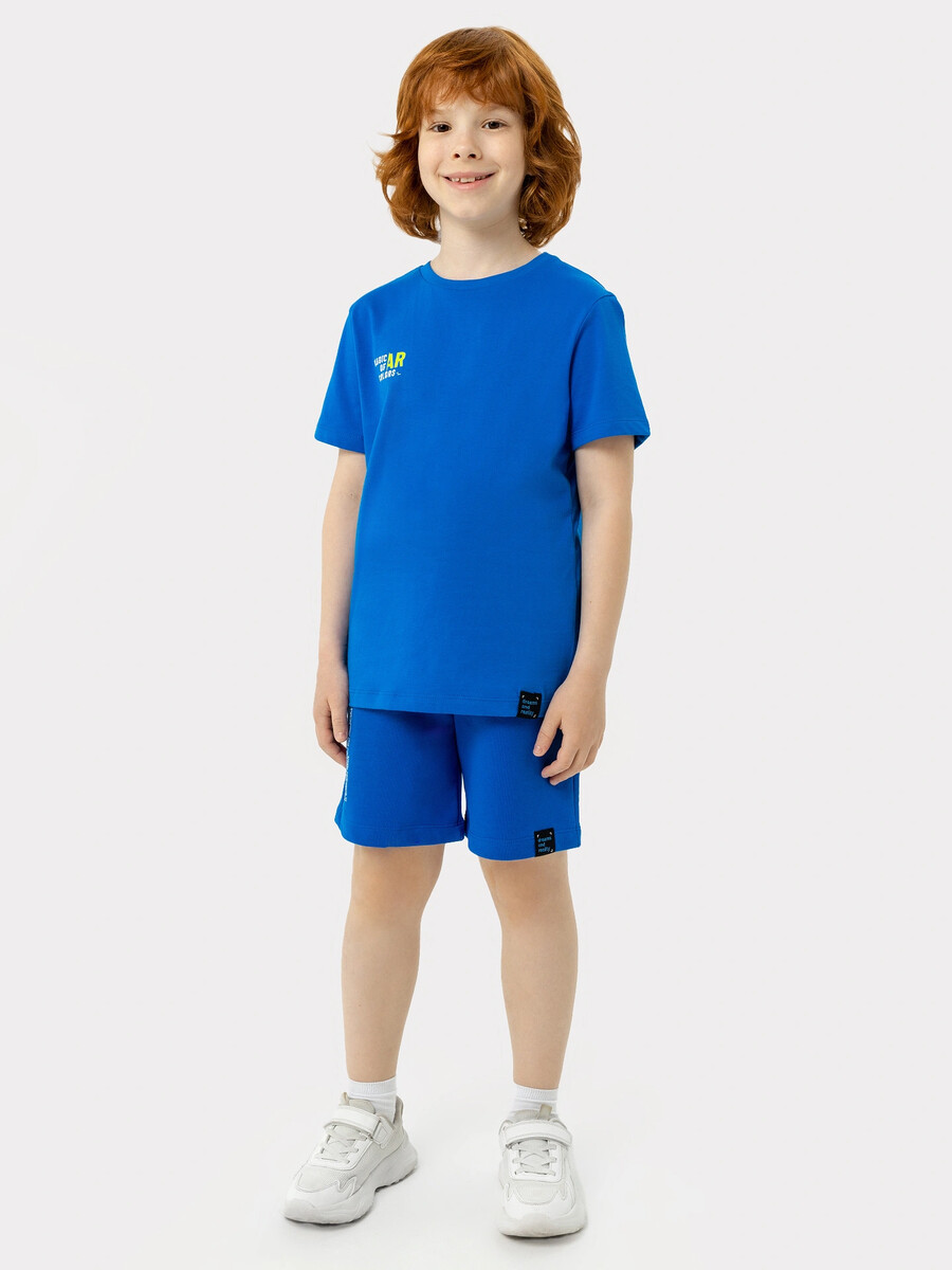 фото Футболка для мальчиков синяя с текстовым принтом mark formelle