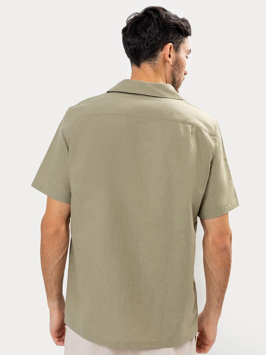 фото Мужская рубашка хаки из премиального льна mark formelle