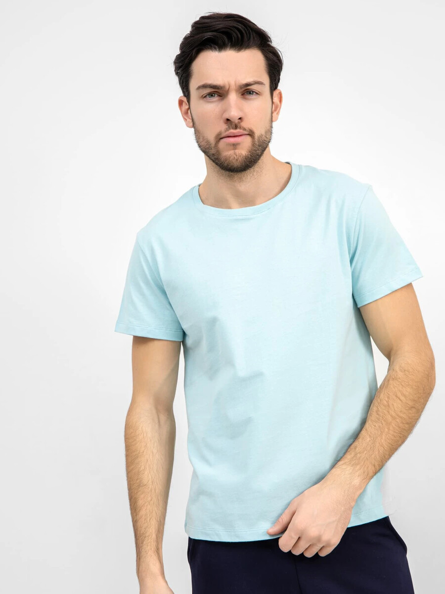 Футболка мужская базовая в мятном оттенке футболка мужская базовая в светло голубом оттенке