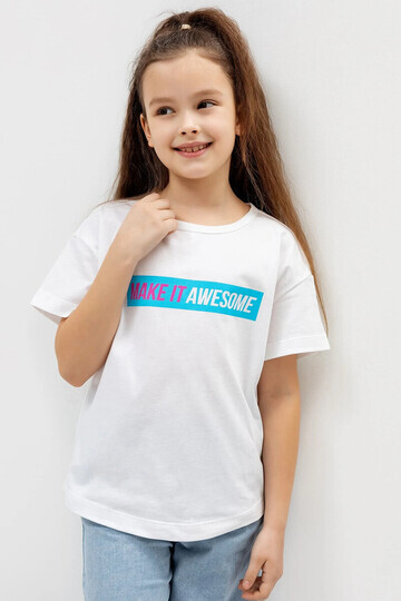 Хлопковая футболка для девочки в белом ц