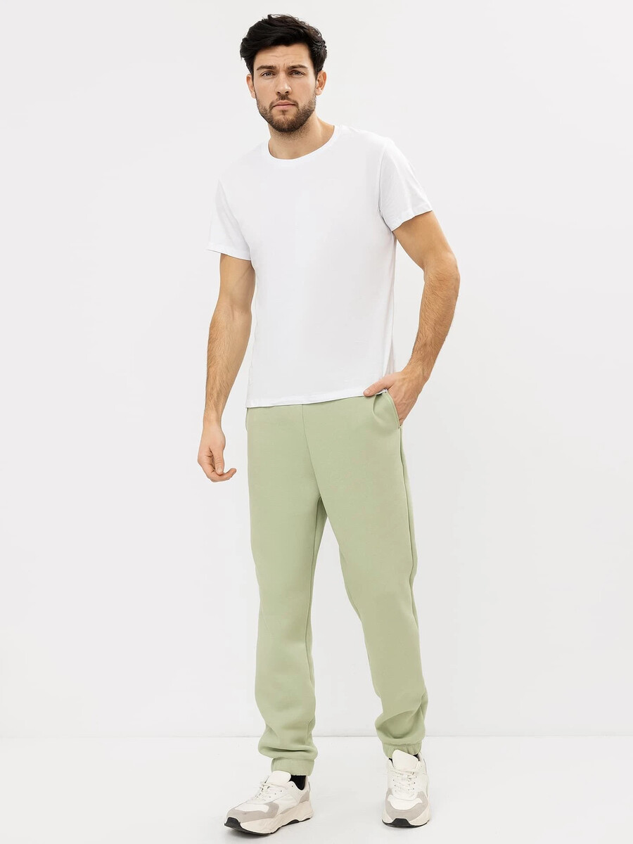 Теплые брюки-джоггеры мужские в зеленом оттенке утепленные свободные брюки джоггеры в оттенке